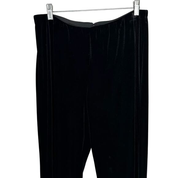 Alex Evenings Velvet Pants Black Straight Leg Zip Back Womens Size L Stretch - Picture 5 of 7